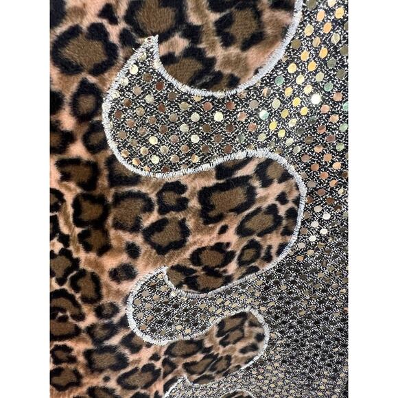 leopard print sequin Flames wild stage performance rock n roll Jacket Coat - Picture 10 of 10